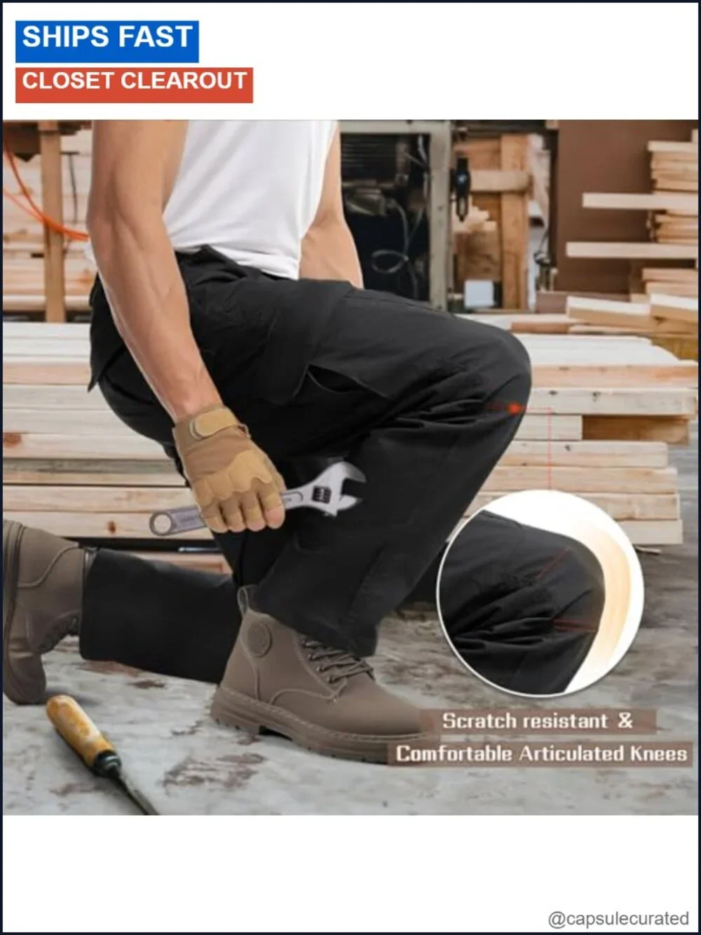 Men's Ripstop Tactical Cargo Pants Stretch Work Hiking Trousers